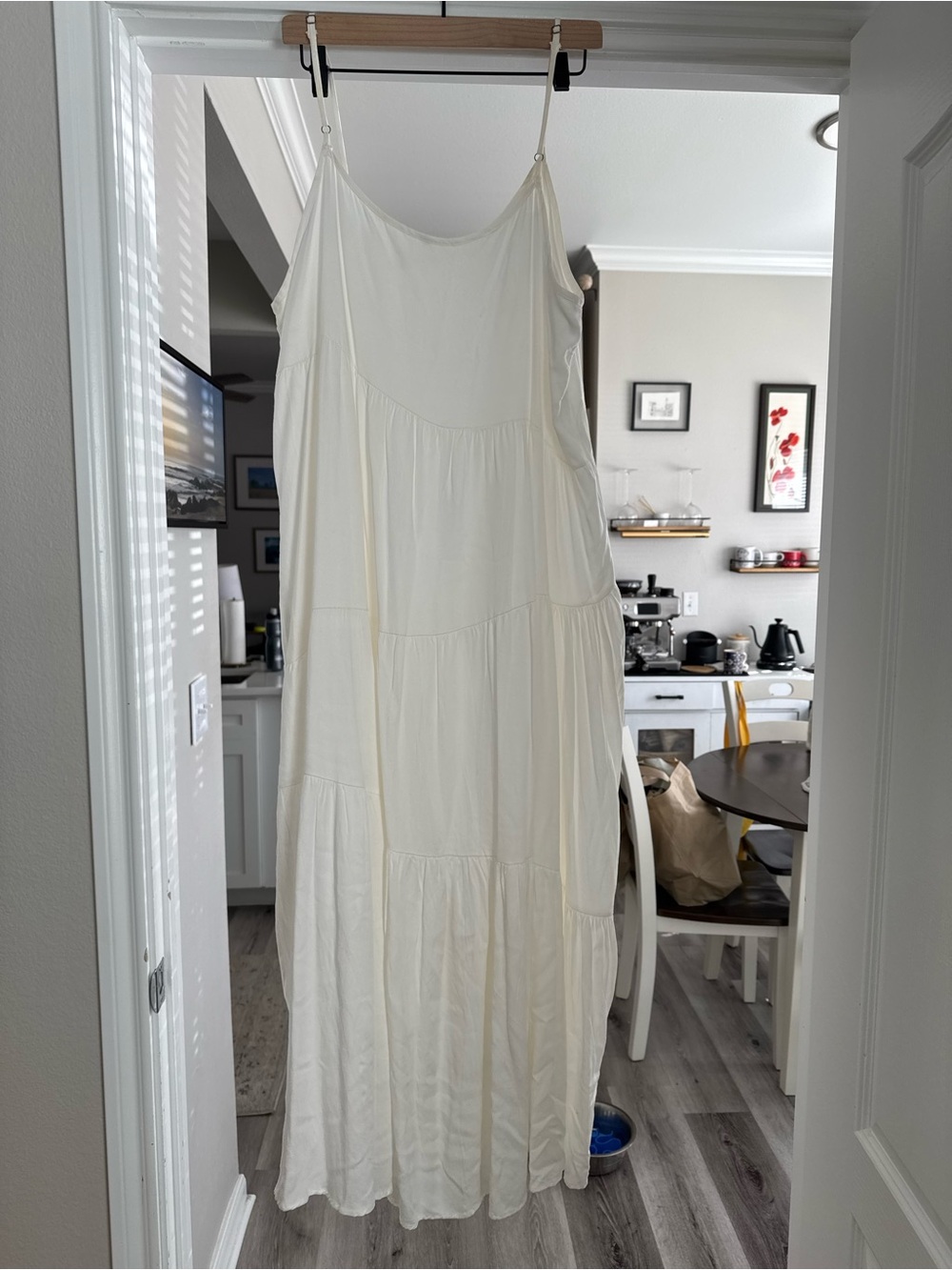 Women’s White Tiered Maxi Dress - Lightweight Summer Slip Dress